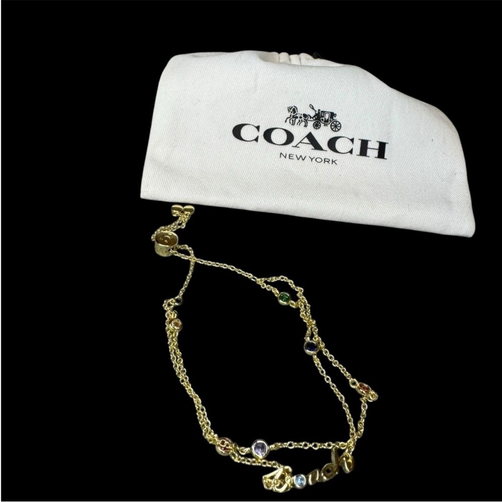 Coach Gold Bracelet with Colorful Charms Adjustable